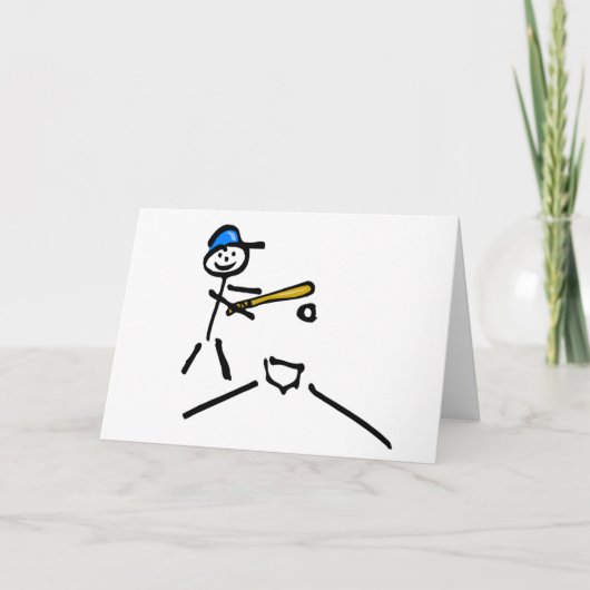 Baseball Stick Figure Feiertagskarte (Vorderseite)