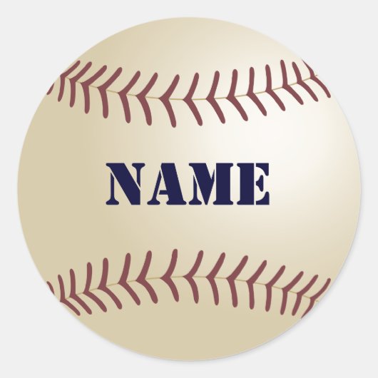 Baseball-Sticker - Name hinzufügen Runder Aufkleber (Vorderseite)