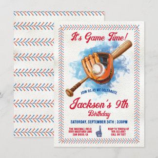 Baseball-Stickerei Geburtstagsparty Einladung
