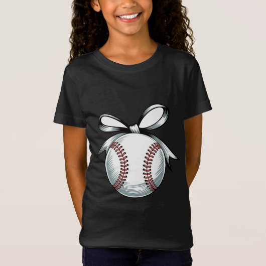 Baseball Stitch Bow Design T-Shirt (Vorderseite)