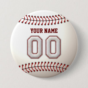 Baseball Stitches Player Nummer 00 und Individuell Button
