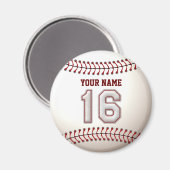 Baseball Stitches Player Nummer 16 und Individuell Magnet (Vorderseite/Rückseite)