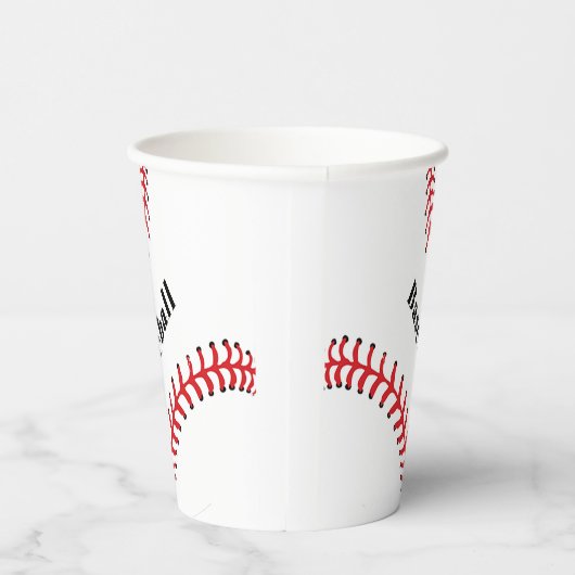 Baseball-Stitching-Design-Papier-Cup Pappbecher (Rechts)