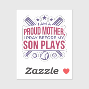 Baseball stolz Mutter ich bete, bevor mein Sohn sp Aufkleber