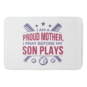 Baseball stolz Mutter ich bete, bevor mein Sohn sp Badematte