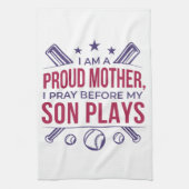 Baseball stolz Mutter ich bete, bevor mein Sohn sp Geschirrtuch (Vertikal)