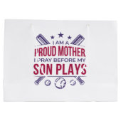 Baseball stolz Mutter ich bete, bevor mein Sohn sp Große Geschenktüte (Rückseite)