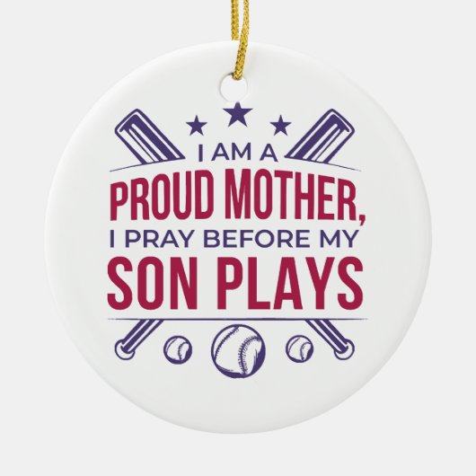 Baseball stolz Mutter ich bete, bevor mein Sohn sp Keramik Ornament (Vorne)