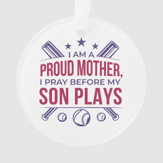 Baseball stolz Mutter ich bete, bevor mein Sohn sp Ornament (Vorderseite)