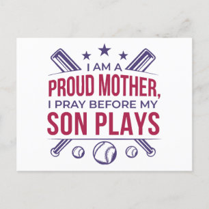 Baseball stolz Mutter ich bete, bevor mein Sohn sp Postkarte