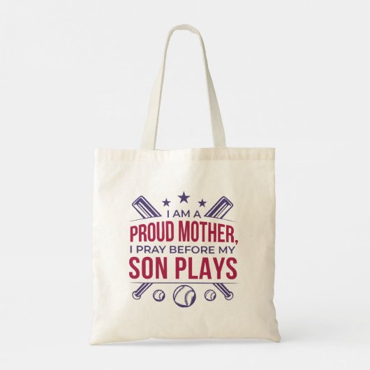 Baseball stolz Mutter ich bete, bevor mein Sohn sp Tragetasche (Rückseite)