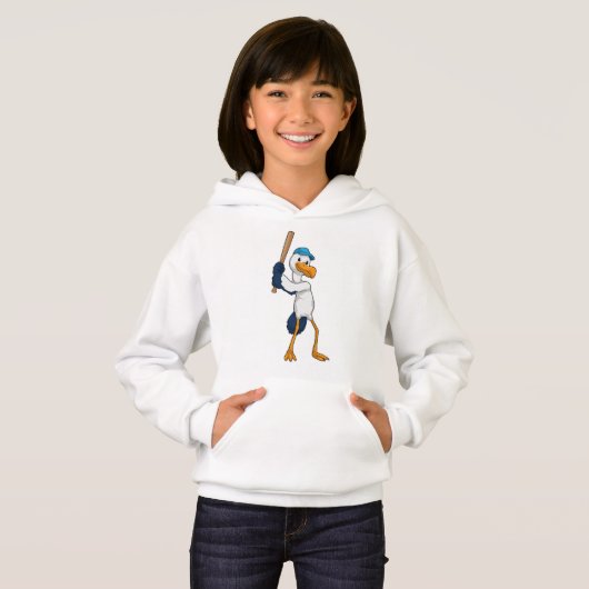 Baseball-Storch mit Baseballschläger Hoodie (Vorne ganz)