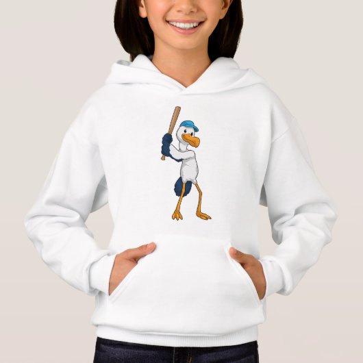 Baseball-Storch mit Baseballschläger Hoodie (Vorderseite)
