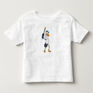 Baseball-Storch mit Baseballschläger Kleinkind T-shirt