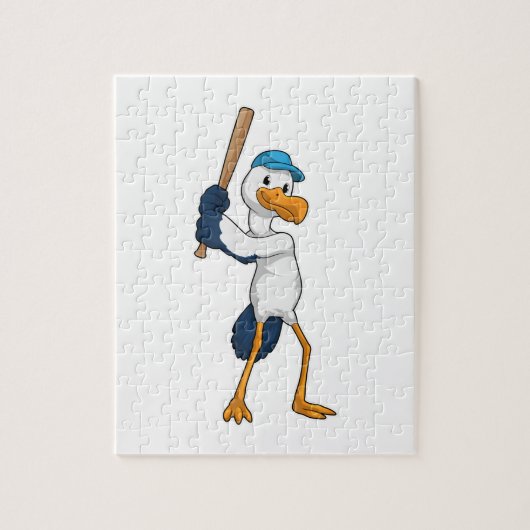 Baseball-Storch mit Baseballschläger Puzzle (Vertikal)