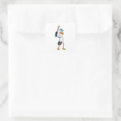 Baseball-Storch mit Baseballschläger Quadratischer Aufkleber (Tasche)