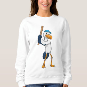 Baseball-Storch mit Baseballschläger Sweatshirt