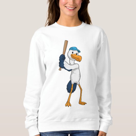 Baseball-Storch mit Baseballschläger Sweatshirt (Vorderseite)