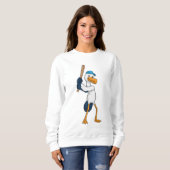 Baseball-Storch mit Baseballschläger Sweatshirt (Vorne ganz)