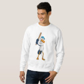 Baseball-Storch mit Baseballschläger Sweatshirt (Vorne ganz)