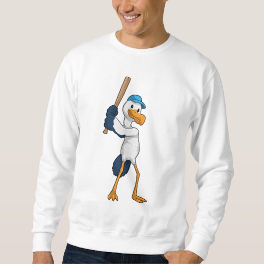 Baseball-Storch mit Baseballschläger Sweatshirt (Vorderseite)