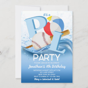 Baseball-Strandball-Poolparty-Geburtstag Einladung