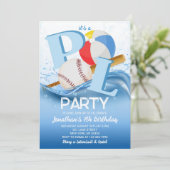 Baseball-Strandball-Poolparty-Geburtstag Einladung (Stehend Vorderseite)