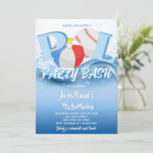 Baseball-Strandball-Poolparty-Geburtstagsfeier Einladung (Stehend Vorderseite)