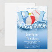 Baseball-Strandball-Poolparty-Geburtstagsfeier Einladung (Vorne/Hinten)