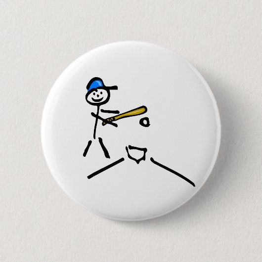 Baseball-Strichmännchen Button (Vorderseite)