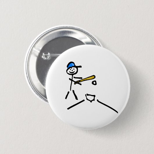 Baseball-Strichmännchen Button (Vorne & Hinten)