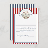 Baseball Stripes-Antwortkarte RSVP Karte (Vorne/Hinten)