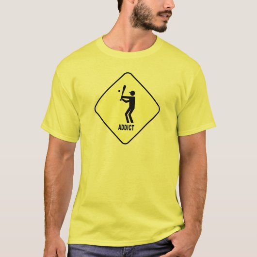 Baseball-Süchtig-Vorsicht-Zeichen-T - Shirt (Vorderseite)