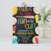 Baseball Summer Party Einladung (Stehend Vorderseite)