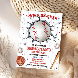 Baseball-Swing-On-Over-Jungen-Geburtstagseinladung Einladung