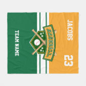 Baseball-Symbol-Team im Grün, im Gold u. im Weiß Fleecedecke (Vorderseite (Horizontal))