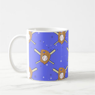Baseball-Symbole - Nahtloses Muster auf Blau Kaffeetasse