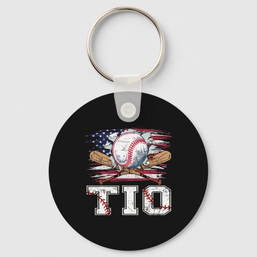Baseball T-ball Tio American Flag Proud Ball Tio Schlüsselanhänger (Vorderseite)