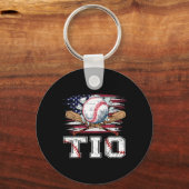 Baseball T-ball Tio American Flag Proud Ball Tio Schlüsselanhänger (Vorderseite)