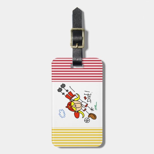 Baseball-Tauchen-Mädchensoftball-T - Shirts und Gepäckanhänger (Vorderseite vertikal)