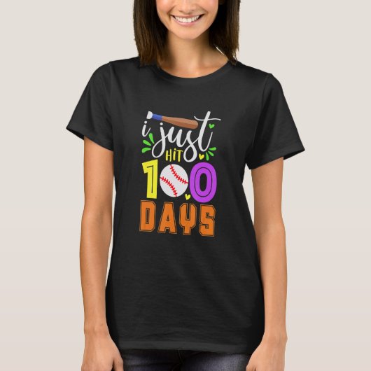 Baseball Teacher or Student happy 100th Day of sch T-Shirt (Vorderseite)