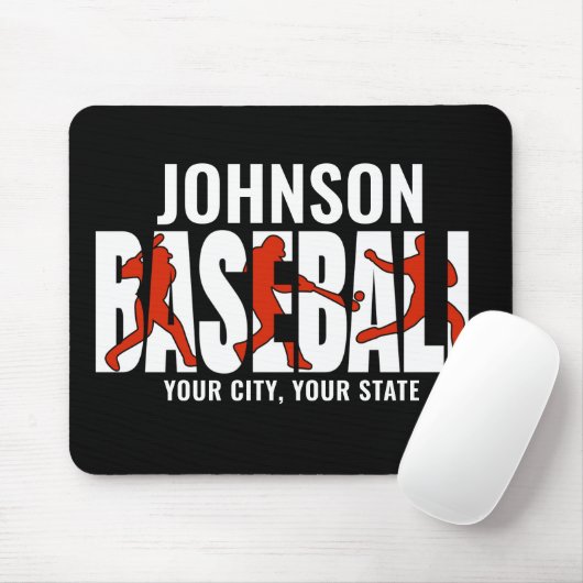 Baseball Team ADD NAME Champion Game Player Mousepad (Mit Mouse)