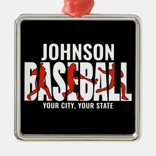 Baseball Team ADD NAME Champion Game Player Ornament Aus Metall (Vorne)