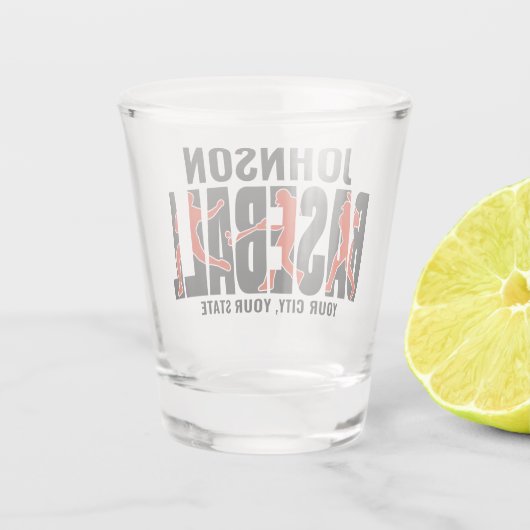 Baseball Team ADD NAME Champion Game Player Schnapsglas (Rückseite)