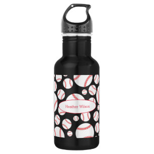 Baseball Team Black Water Flasche mit Namen Edelstahlflasche