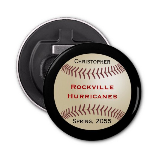 Baseball Team, Blau, Name, magnetische Taste Flaschenöffner (Vorderseite)