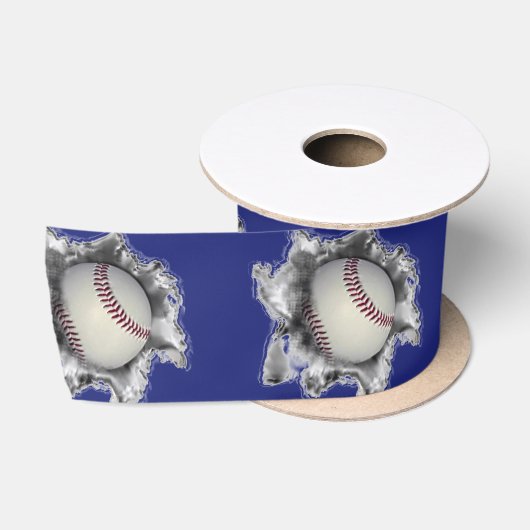 Baseball Team Blue Satin Ribbon Satinband (Spule)
