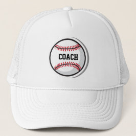 Baseball Team COACH White Red Black Truckerkappe