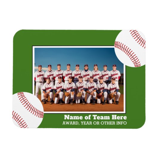 Baseball-Team-Foto mit Award oder Year Text Magnet (Horizontal)
