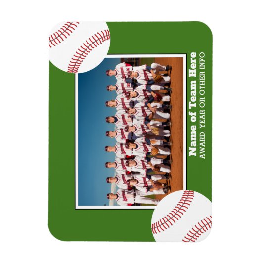 Baseball-Team-Foto mit Award oder Year Text Magnet (Vertikal)